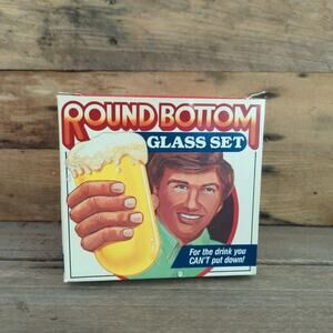 Vintage 1986 Round Bottom Glass Set by Spenser Gifts Set of Four Original Box